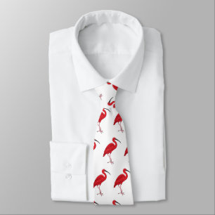 Scarlet ibis bird cartoon illustration tie