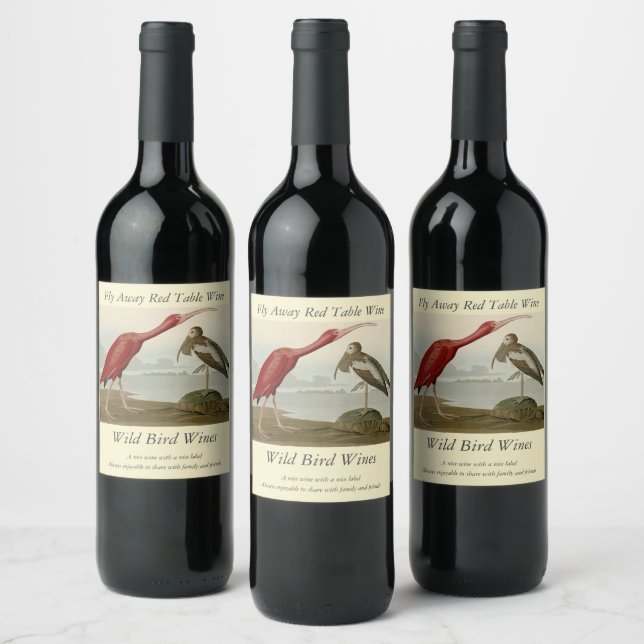 Scarlet Ibis - from Audubon's Birds of America Wine Label (Bottles)
