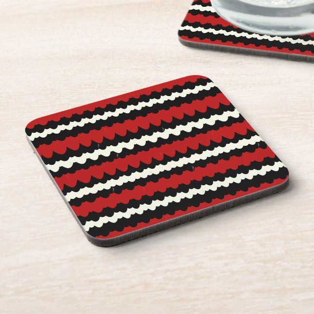 Scarlet Kingsnake Snake Skin Scales Stripe Coaster (Left Side)