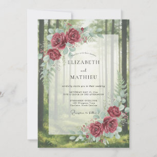 Scarlet Leafy Forest Wedding Invitation