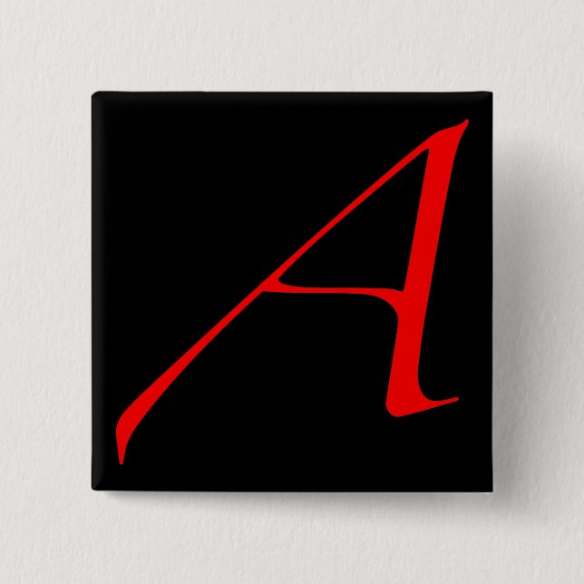 Scarlet letter A (for Atheist) 15 Cm Square Badge (Front)