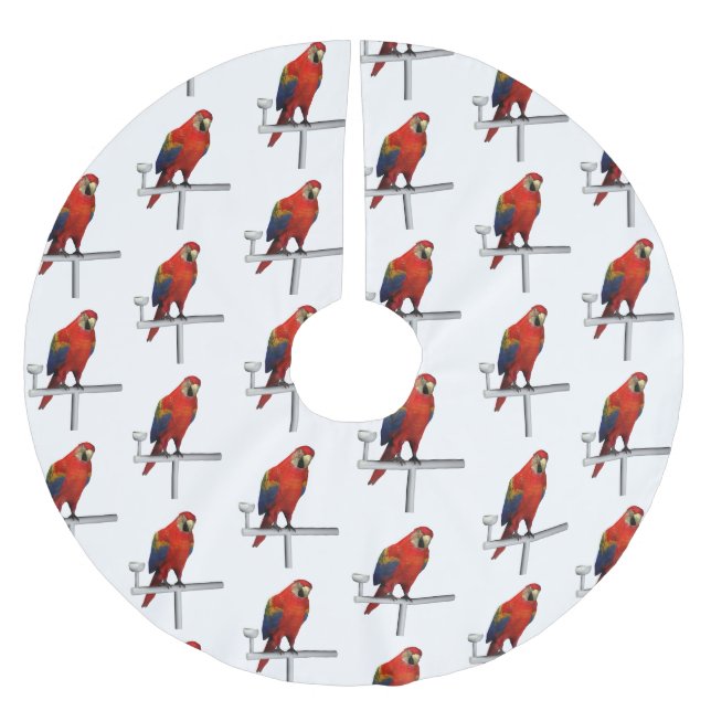 Scarlet Macaw Brushed Polyester Tree Skirt (Front)