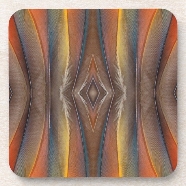 Scarlet Macaw feather design Coaster (Front)