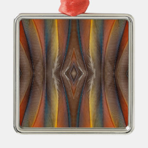 Scarlet Macaw feather design Metal Ornament