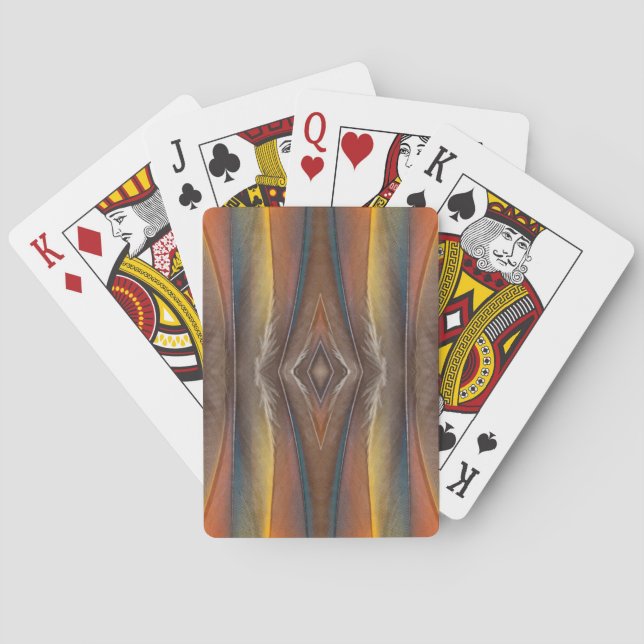 Scarlet Macaw feather design Playing Cards (Back)