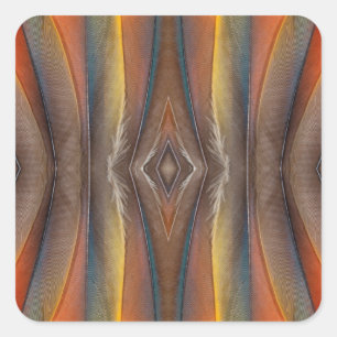 Scarlet Macaw feather design Square Sticker