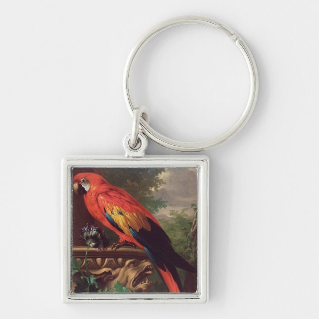 Scarlet Macaw in a Landscape (oil on canvas) Key Ring (Front)