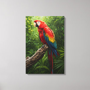Scarlet Macaw Oil Painting Canvas Print