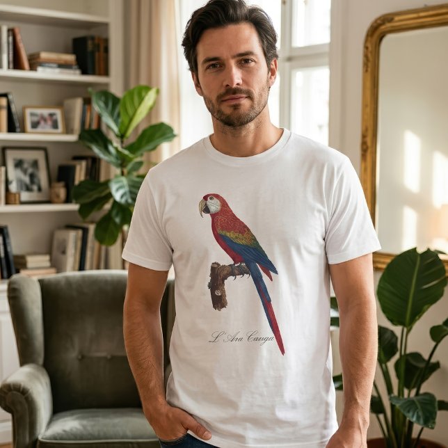 Scarlet Macaw or Red-Breasted Macaw, Ara macao T-Shirt (Scarlet Macaw or Red-Breasted Macaw, Ara macao. Men Basic White T-Shirt )