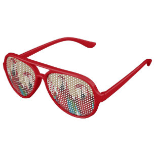 Scarlet Macaw Pair Tropical Pattern Illustration Aviator Sunglasses