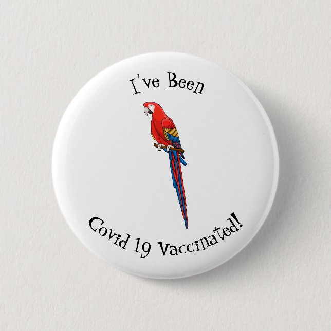 Scarlet macaw parrot cartoon illustration 6 cm round badge (Front)