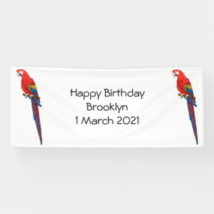 Scarlet macaw parrot cartoon illustration banner