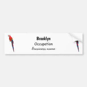 Scarlet macaw parrot cartoon illustration bumper sticker