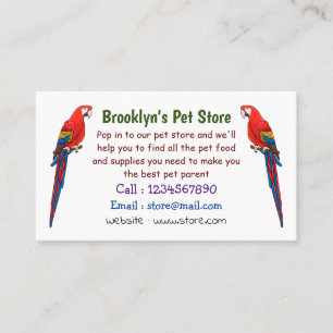 Scarlet macaw parrot cartoon illustration business card