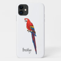 Scarlet macaw parrot cartoon illustration
