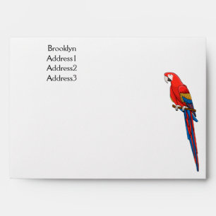 Scarlet macaw parrot cartoon illustration envelope