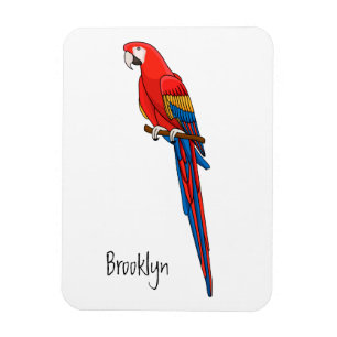 Scarlet macaw parrot cartoon illustration magnet