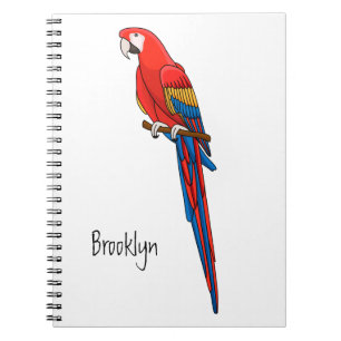 Scarlet macaw parrot cartoon illustration notebook