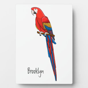 Scarlet macaw parrot cartoon illustration plaque