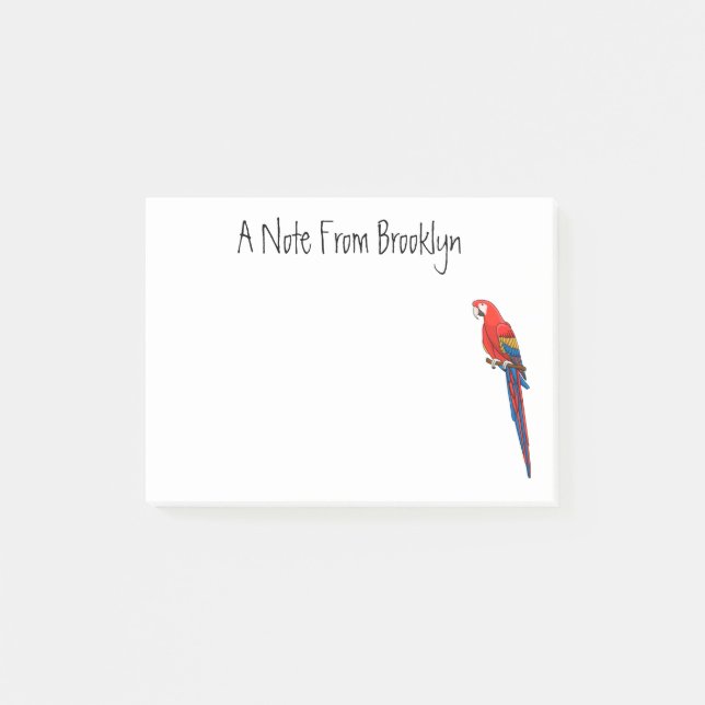 Scarlet macaw parrot cartoon illustration post-it notes (Front)