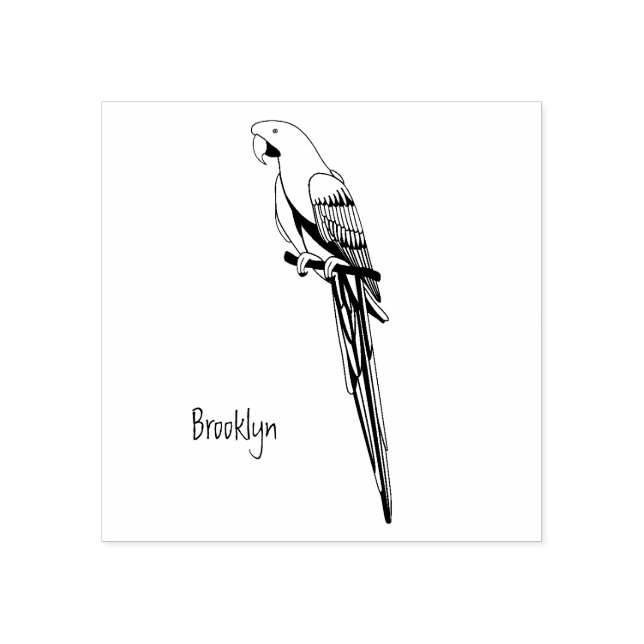 Scarlet macaw parrot cartoon illustration rubber stamp (Imprint)