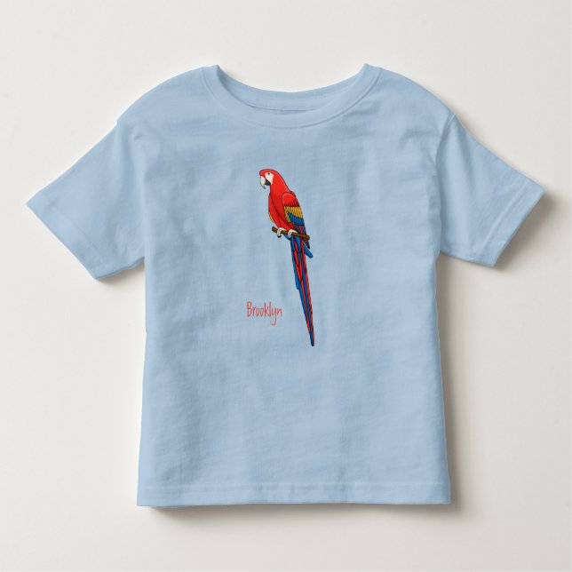 Scarlet macaw parrot cartoon illustration toddler T-Shirt (Front)