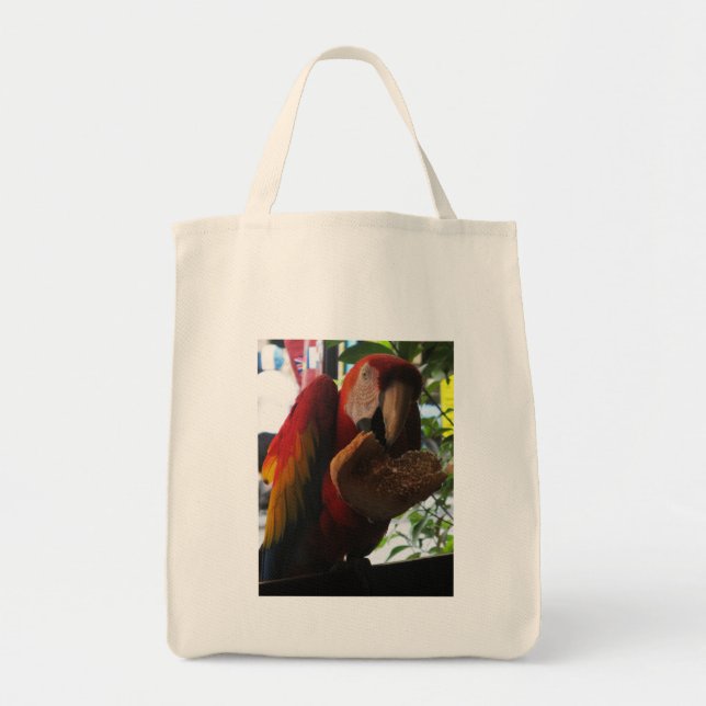 Scarlet Macaw Parrot Eating Toast Tote Bag (Front)