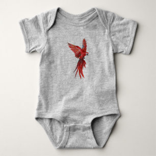 Scarlet Macaw Parrot Fly Bird Animal Baby Bodysuit