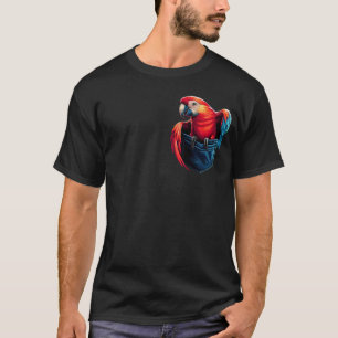 Scarlet Macaw Parrot in Pocket Bird Lover Watcher T-Shirt