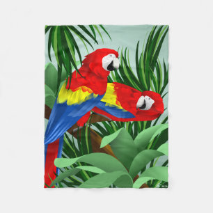Scarlet Macaw Parrot Lover Gifts Fleece Blanket
