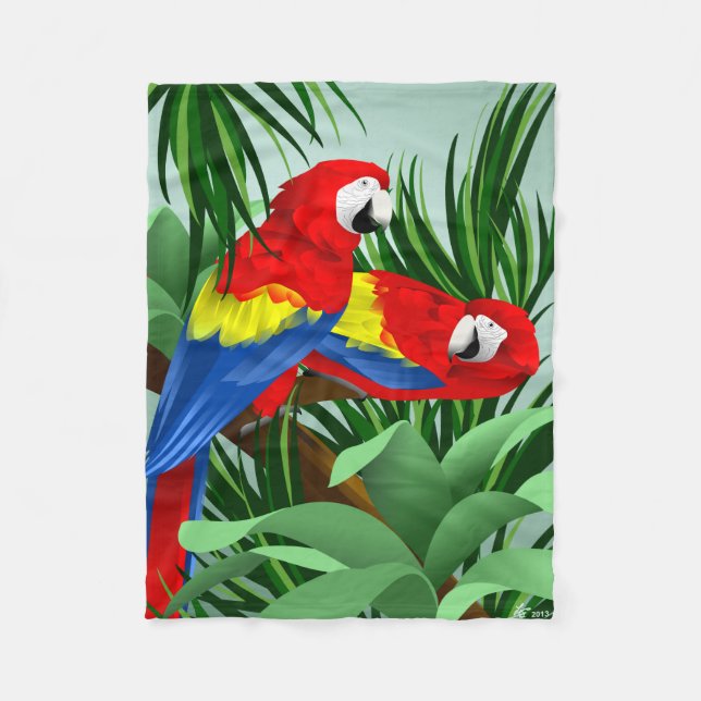 Scarlet Macaw Parrot Lover Gifts Fleece Blanket (Front)