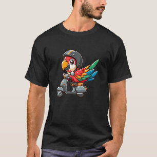 Scarlet Macaw Parrot Scooter Pet Funny Motorcycle T-Shirt