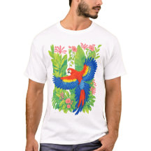Scarlet Macaw Parrot tropical plants