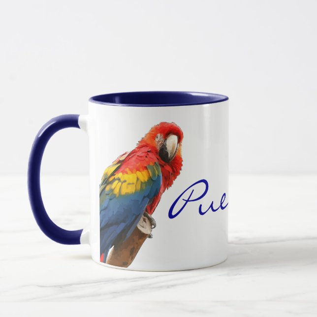 Scarlet Macaw Puerto Rico Ceramic Mug (Left)