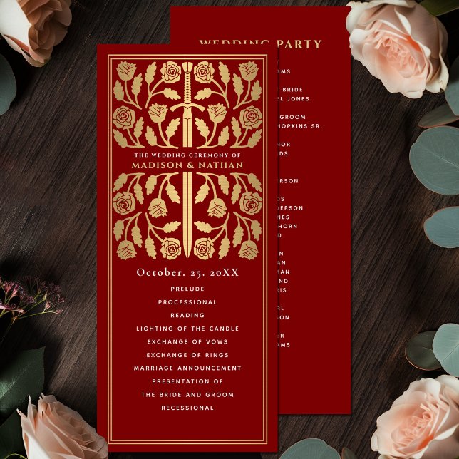 Scarlet Mediaeval Gold Sword Royal Wedding Program (Creator Uploaded)