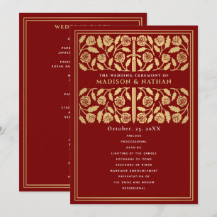 Scarlet Mediaeval Gold Sword Royal Wedding Program