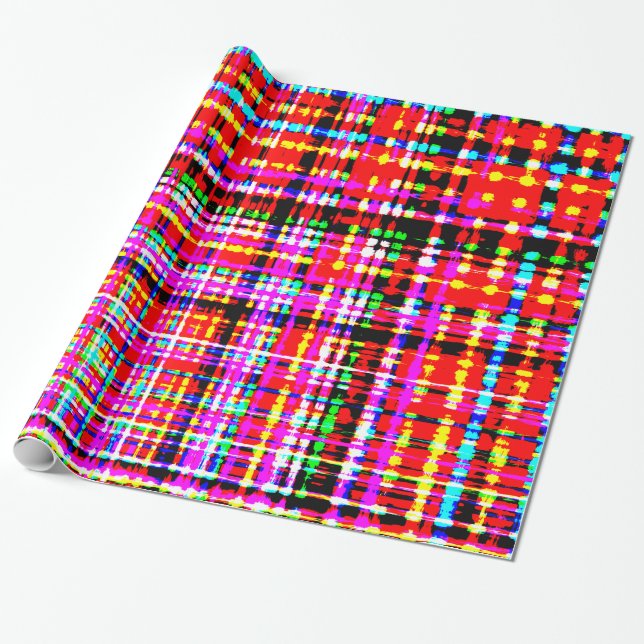 Scarlet Modern Chic Tartan Plaid Wrapping Paper (Unrolled)