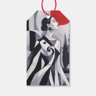 Scarlet Moon: Stylised Woman in Monochrome Landsca Gift Tags