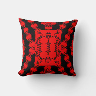 Scarlet Noir Frame – Red & Black Ornamental  Cushion