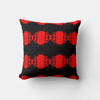 Scarlet Noir – Red & Black Ornamental Geometric  Cushion