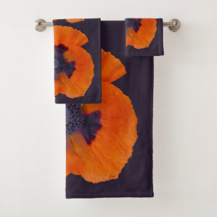 Scarlet Orange Poppy 1 Bath Towel Set