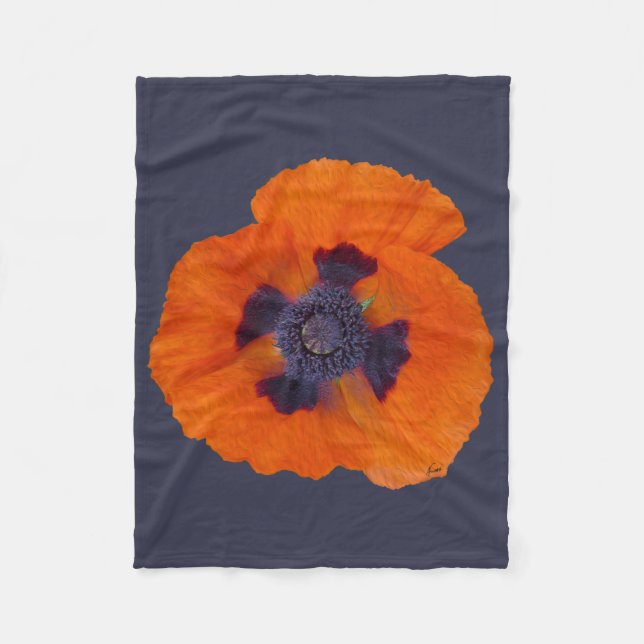 Scarlet Orange Poppy 1 Fleece Blanket (Front)
