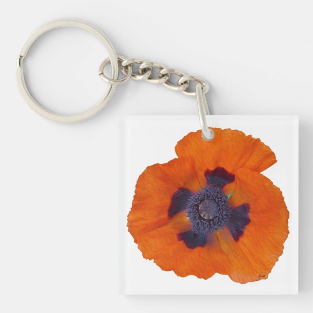 Scarlet Orange Poppy 1 Key Ring (Front)