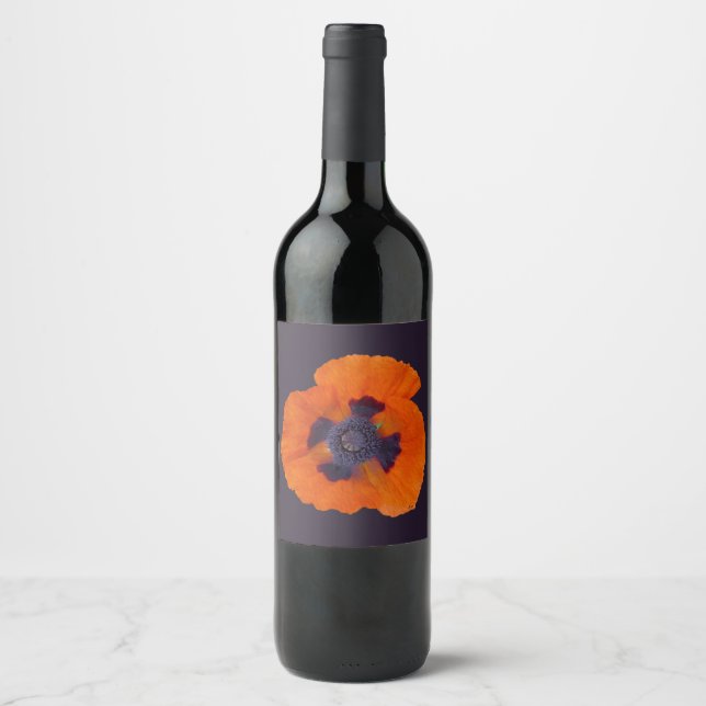 Scarlet Orange Poppy 1 Wine Label (Front)