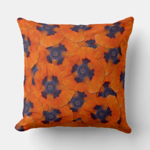 Scarlet Orange Poppy Seamless Pattern Cushion
