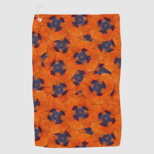 Scarlet Orange Poppy Seamless Pattern Golf Towel