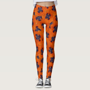 Scarlet Orange Poppy Seamless Pattern Leggings