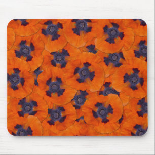 Scarlet Orange Poppy Seamless Pattern Mouse Pad