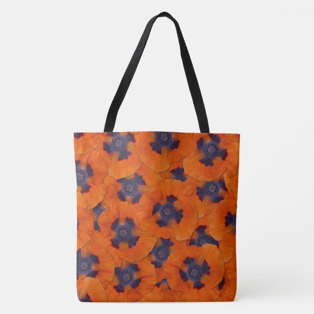 Scarlet Orange Poppy Seamless Pattern Tote Bag (Front)