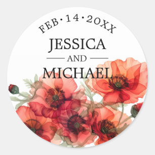  Scarlet Petal Elegance  Classic Round Sticker